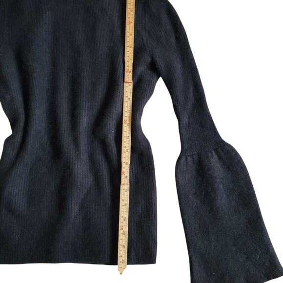 Magaschoni Cashmere Black Bell Sleeve Sweater - Women's Medium - Picture 7 of 8